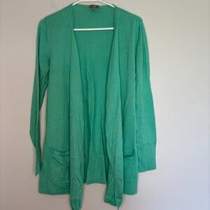 J.JILL Cardigan Women's XS Green Lightweight Long Sleeve Pockets Open Front